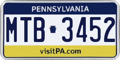 PA license plate MTB3452