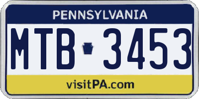 PA license plate MTB3453