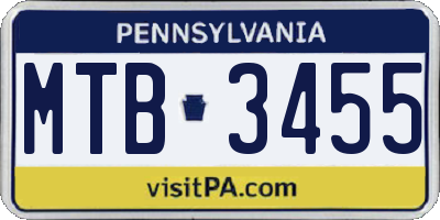 PA license plate MTB3455