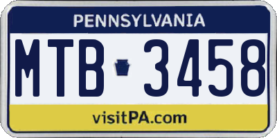 PA license plate MTB3458