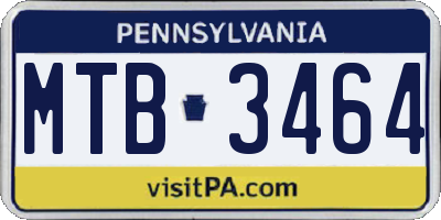 PA license plate MTB3464