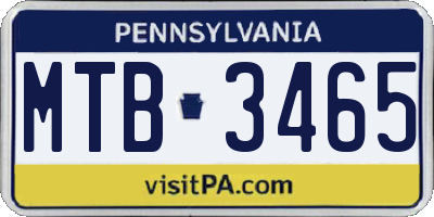 PA license plate MTB3465
