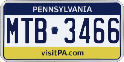 PA license plate MTB3466
