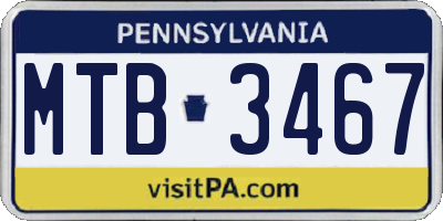 PA license plate MTB3467