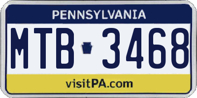 PA license plate MTB3468