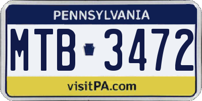 PA license plate MTB3472