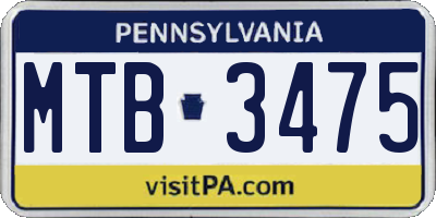 PA license plate MTB3475