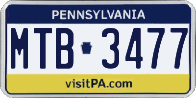 PA license plate MTB3477