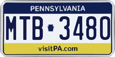 PA license plate MTB3480