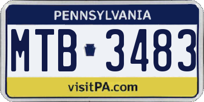 PA license plate MTB3483