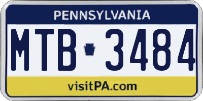 PA license plate MTB3484