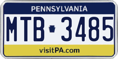 PA license plate MTB3485