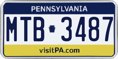 PA license plate MTB3487
