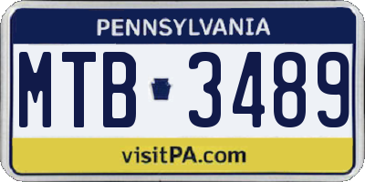 PA license plate MTB3489