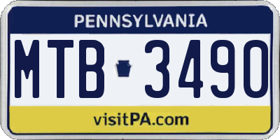 PA license plate MTB3490
