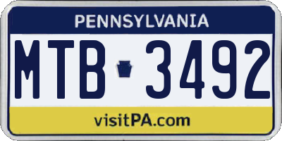 PA license plate MTB3492