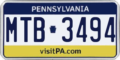PA license plate MTB3494