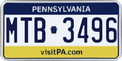 PA license plate MTB3496
