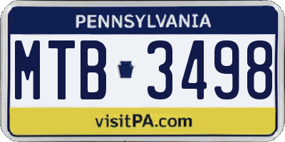 PA license plate MTB3498