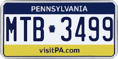PA license plate MTB3499