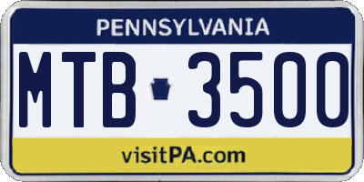 PA license plate MTB3500