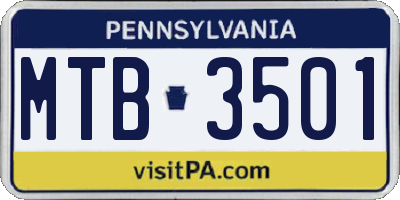 PA license plate MTB3501