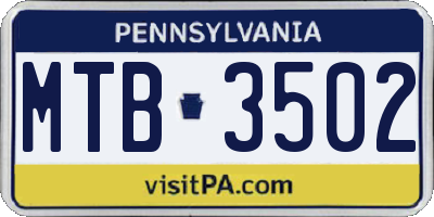 PA license plate MTB3502