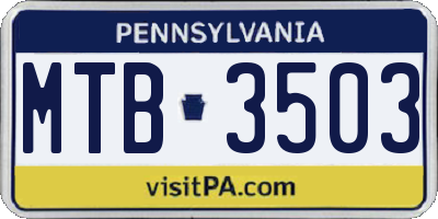 PA license plate MTB3503