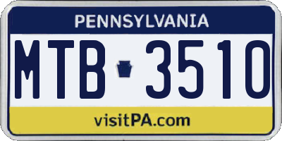 PA license plate MTB3510