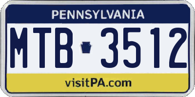 PA license plate MTB3512