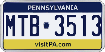 PA license plate MTB3513