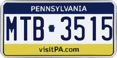 PA license plate MTB3515