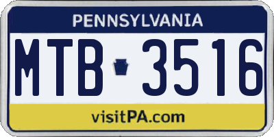 PA license plate MTB3516