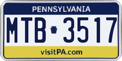 PA license plate MTB3517