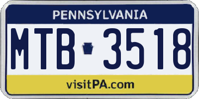 PA license plate MTB3518