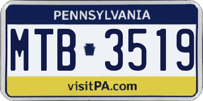 PA license plate MTB3519