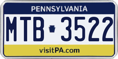 PA license plate MTB3522