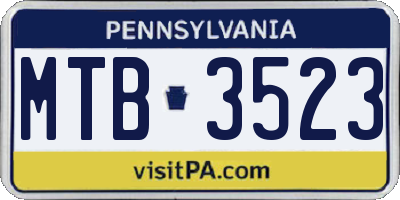 PA license plate MTB3523