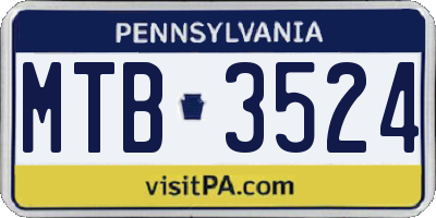 PA license plate MTB3524