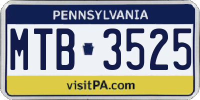 PA license plate MTB3525