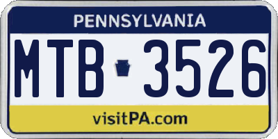 PA license plate MTB3526