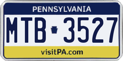 PA license plate MTB3527