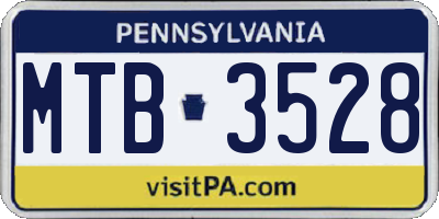 PA license plate MTB3528