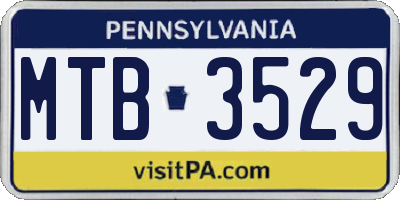 PA license plate MTB3529