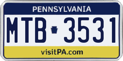 PA license plate MTB3531