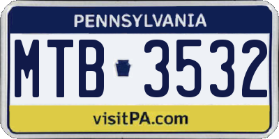 PA license plate MTB3532