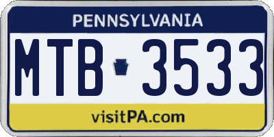 PA license plate MTB3533