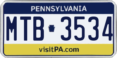 PA license plate MTB3534