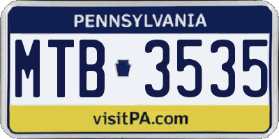 PA license plate MTB3535