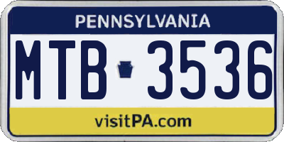 PA license plate MTB3536